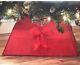 HANDMADE Fabric Box Style Large RED CHRISTMAS TREE Skirt with RED BOW Bright RED