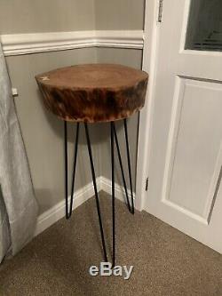 HANDMADE Solid Stump Style Corner/side Table With White Maple Bow Tie Inlay
