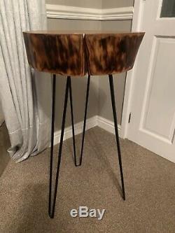 HANDMADE Solid Stump Style Corner/side Table With White Maple Bow Tie Inlay