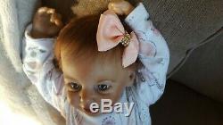 HAPPY REALISTIC REAL LIFE REBORN BABY GIRL DOLL magnetic bow & dummy