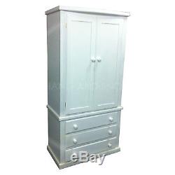 Hand Made Galaxy Bow Fronted 3 Drawer Wardrobe White(assembled)