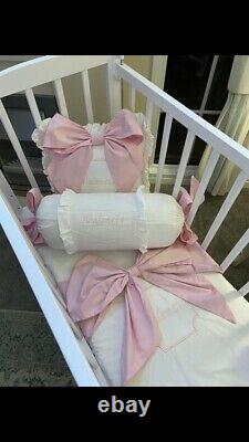 Hand Made Girl Princess Pink Bow Next To Me, Baby Cot, Bedding Sets