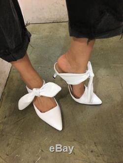 Handamde Women Shoes Leather Satin Coco Mule Bow Tie Slingback Sandals Slide Mi