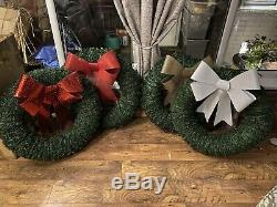 Handmade 32christmas Wreath With Bow And Lights. Stunning In/Outdoor Decoration
