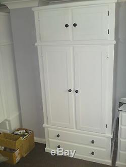 Handmade Classique Bow Front Topbox Gents 2 Drawer Wardrobe Ivory No Flat Packs