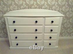 Handmade Classique Bow Fronted 4+4 Merchant Drawer Chest White No Flat Packs