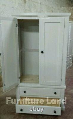 Handmade Classique Bow Fronted White 2 Drawer Wardrobe (no Flat-packs)