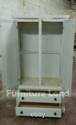 Handmade Classique Bow Fronted White 2 Drawer Wardrobe (no Flat-packs)