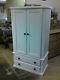 Handmade Classique Bow Fronted White Gents 2 Drawer Wardrobe No Flat Packs