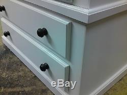 Handmade Classique Bow Fronted White Gents 2 Drawer Wardrobe No Flat Packs