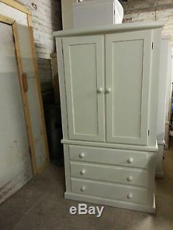 Handmade Classique Bow Fronted White Gents 3 Drawer Wardrobe No Flat Packs
