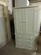 Handmade Classique Bow Fronted White Gents 3 Drawer Wardrobe No Flat Packs