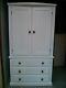 Handmade Classique Bow Fronted White/med Oak Gents 3 Drawer Robe No Flat Packs