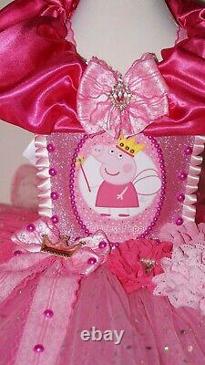 Handmade Girls Peppa Pig Glitter Party Tutu Tulle Dress