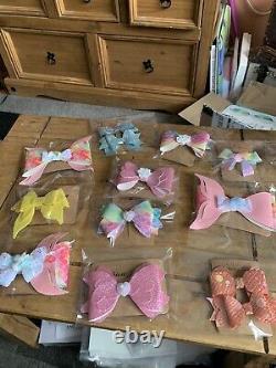 Handmade Hair Bows Various Sizes Patterns Colours Some With Glitter
