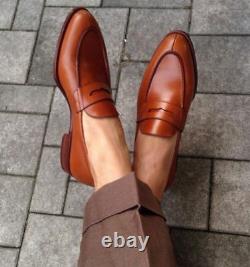 Handmade Men brown Leather Moccasins dress Shoes, Loafer, Men brown Formal Shoes