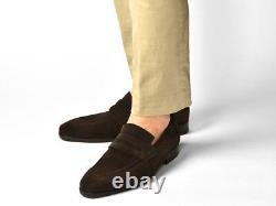 Handmade Men brown suede Moccasins Men suede casual shoes Leather Shoes for men
