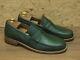 Handmade Men's Green Round Toe Loafer Party Shoes, Real Leather Shoes