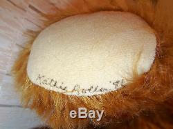 Handmade OOAK Teddy Bear Golden Brown Original Bow Toe Bear Sparse Mohair D71