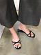 Handmade Women Bow Slide Leather Hollie Mule Knot Tie Flat Sandals Slippers Row
