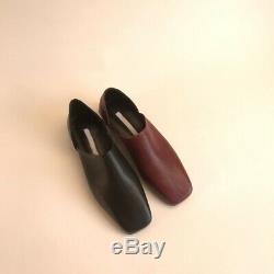 Handmade Women Leather Minimal Shoes Loafer Row Classic Fall Automne Flat Slip