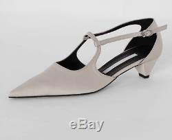 Handmade Women Satin Point Mid Pumps Salome Sandals Shoes T Strap Bourgeoise Ro