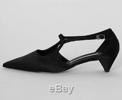 Handmade Women Satin Point Mid Pumps Salome Sandals Shoes T Strap Bourgeoise Ro