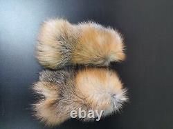 Handmade gold cross fox fur mittens with cashmere and fleece lining
