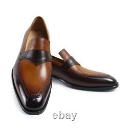 Handmade men two tone Leather formal shoes moccasins, Men dress shoes Mens shoes