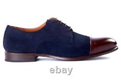 Handmade two tone Formal Shoes, Men Maroon And Navy Blue and Maroon Dress Shoes
