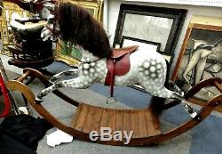 Harrods Large Vintage 5 Foot Dapple Bow Hand Made Rocking Horse For A Nurse Fund