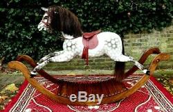Harrods Large Vintage 5 X Foot Hand Made Bow Rocking Horse For A Nurse Xmas Fund