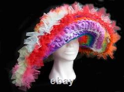Hat vintage woman fashion original ladies iconic straw wide brim rainbow summer