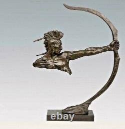 Huge Bronze Sculpture/American Red Indian Warrior With Bow Statue/72cm High