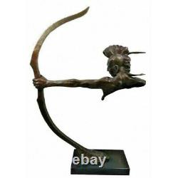 Huge Bronze Sculpture/American Red Indian Warrior With Bow Statue/72cm High