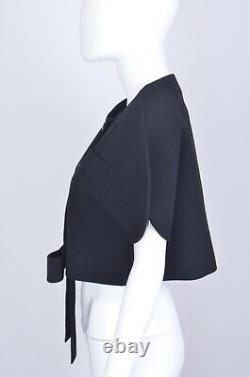 Iconic Pierre Cardin Circle Space Age Bow Black Wool Cape Coat Vintage