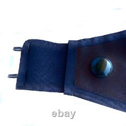 Iconic vintage black faux leather belt woman royal luxury handmade sequins italy