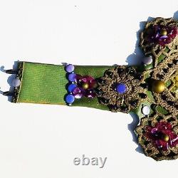 Iconic vintage black faux leather belt woman royal luxury handmade sequins italy