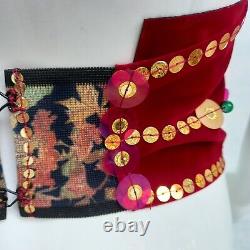 Iconic vintage velvet fashion belt woman royal luxury handmade sequin bead italy