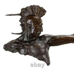 Indian With Bow Iroquois Indian Bronze Warrior Remington Statue Sculpture