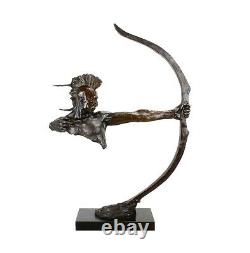 Indian With Bow Iroquois Indian Bronze Warrior Remington Statue Sculpture