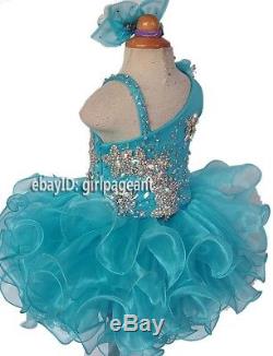 Infant/toddler/baby Blue Crystals Bow Pageant Dress 2T G125