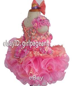 Infant/toddler/baby/girl Lace Bows Crystals Pageant Dress 2T G274