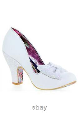 Irregular Choice Heels Nick of Time White Bow Glitter Wedding Bride Womens Shoes