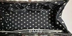 Isabella Fiore Black Laquered Straw & Leather Bella Bow Twist Lock Handbag $335