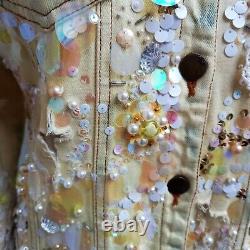 Italian luxury brand casual jacket woman embriodered original sequins beads lace