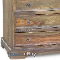 Jali 4 Drawer Bow Chest of Drawers Sheesham Wood Furniture Honey Colour