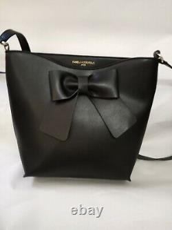 Karl Lagerfeld Paris CLEMENCE Black Bow Tote Bag, Roomy! Adjustable Strap