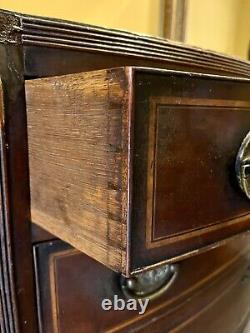Large Antique 19th Century Regency Period Bow Fronted Chest Of Drawers c 1810