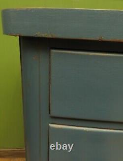 Large Antique Blue Bow Fronted Chest of Drawers No2 (another similar available)
